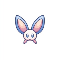 Stylized cartoon bunny-like creature with blue-edged ears on a clean white background