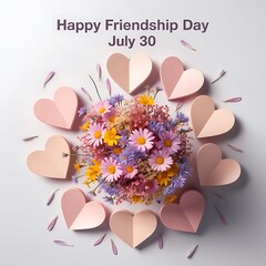 Happy friendship day july 30th floral hearts celebration