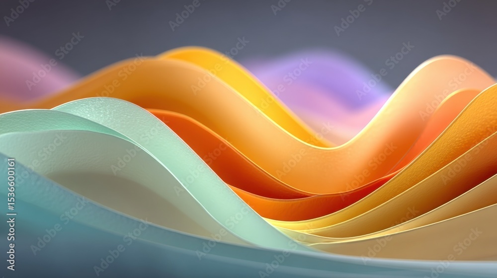 Aufkleber abstract wavy paper layers in pastel colors, symbolizing creativity and design innovation for market