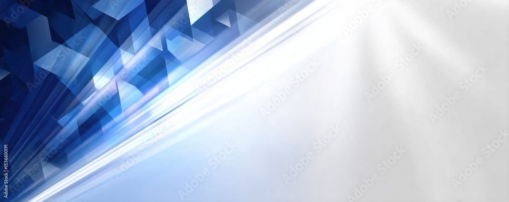 Aufkleber abstract blue and white geometric pattern with light streaks, representing modern innovation and tec