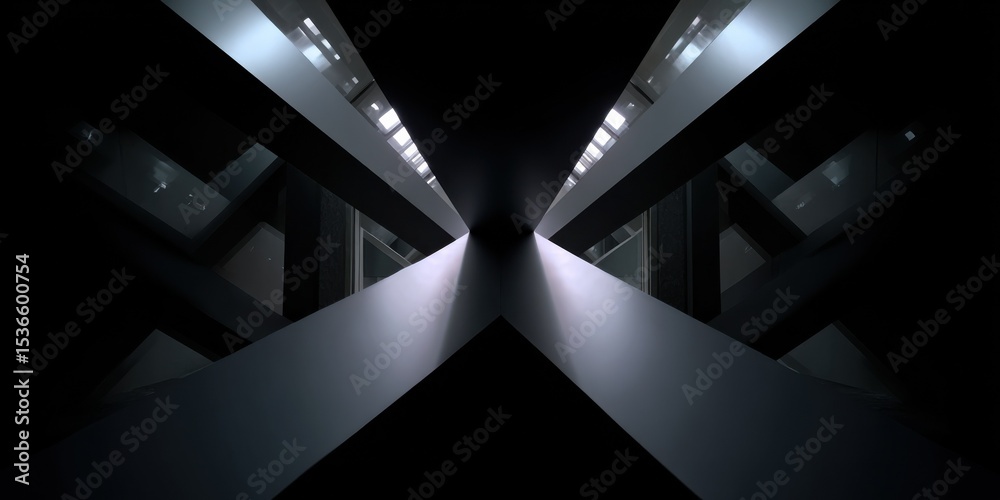 Poster Abstract Architectural Structure With Geometric Beams and Dark Shadows, Representing Innovation and Creative Problem Solving in Construction and Engineering : Generative AI