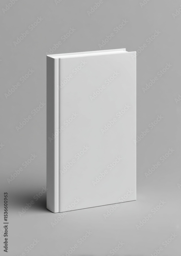 Poster Blank White Book on Gray Background, Ideal for Mockups and Publishing Promotion, Representing Knowledge and Learning Resources : Generative AI