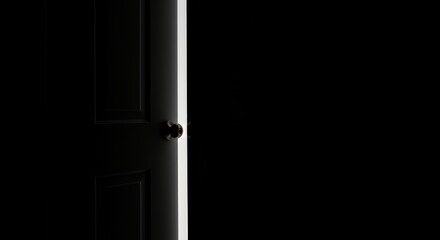 Opening Door Into Darkness with a Glowing Light Stream