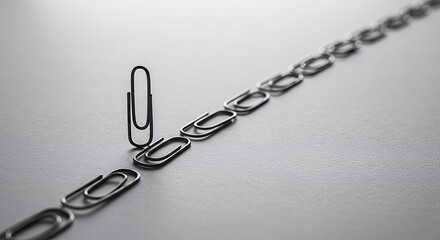 Paperclips Connected in a Row with One Standing Apart Concept