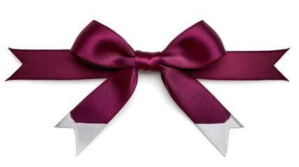 Fototapeta premium Elegant Maroon Satin Ribbon Bow with Silver Accents