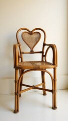 Rattan Chair With Heart-Shaped Backrest