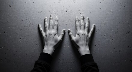 Reaching Hands on Concrete Surface Creating Stark Contrast in Monochrome