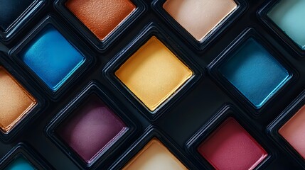 Fototapeta premium Vibrant Eyeshadow Palette Closeup Colorful Makeup Shades
