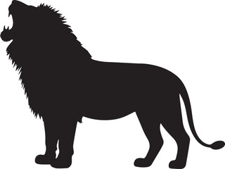 Lion King of Jungle Wild Animal Silhouette with Mane