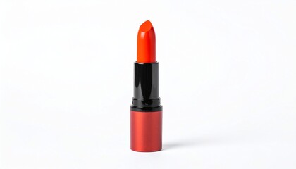 Fototapeta premium Classic Red-Orange Lipstick Isolated on a White Background, Beauty and Makeup Product Photography