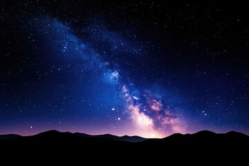 Majestic Milky Way Galaxy Over Silhouetted Mountains