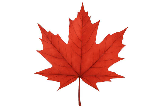 Bright red maple leaf symbolizing canadian heritage, floating against transparent backdrop, highlighting seasonal beauty and national pride