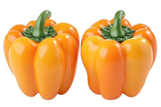 Two orange bell peppers isolated on transparent background