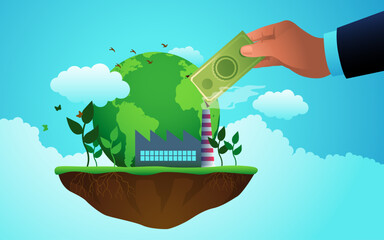 Eco Investment Concept, sustainable industry and green economy illustration