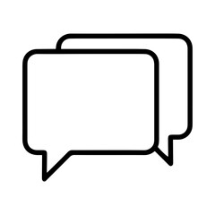 Fototapeta premium Outline style image depicts two overlapping speech bubbles, commonly used to represent text messages, conversations, or dialogue. Found in interfaces for messaging applications, chat features