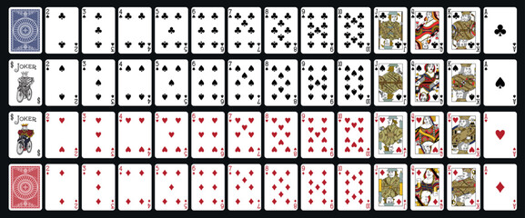 Poker playing cards, full deck - Classic playing cards - Poker set with isolated cards © Максим Лебедик