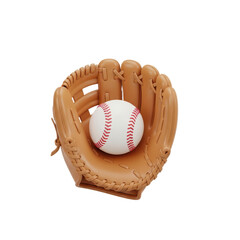 Baseball Glove with Ball on White Background