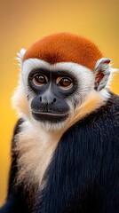 Obraz premium Red-capped Mangabey Monkey Portrait Closeup Wildlife Photography