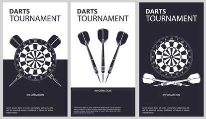 Vector illustration about darts tournament. Flyer design for darts tournament, match 3