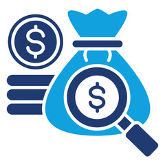 Money Search Flat Blue Icon
