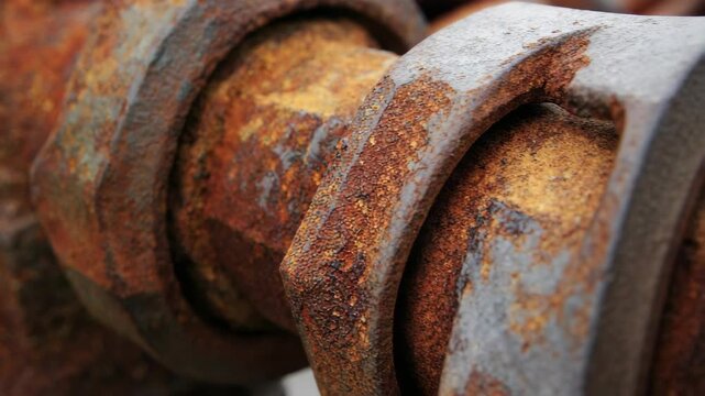 Close-up of rusty metal pipe fitting