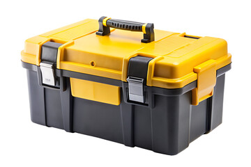 yellow and black Plastic box tool isolated -  on wite background.PNG