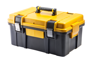 yellow and black Plastic box tool isolated -  on wite background.PNG