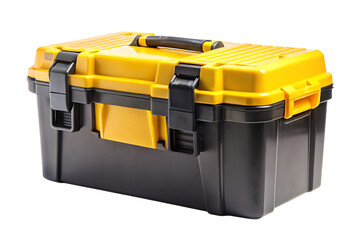 yellow and black Plastic box tool isolated -  on wite background.PNG