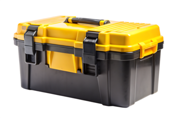 yellow and black Plastic box tool isolated -  on wite background.PNG