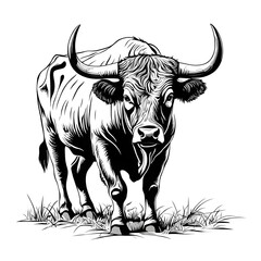 Vector picture with a bull on a white background.
