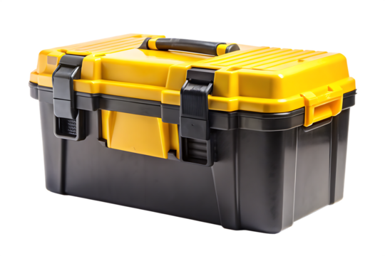 yellow and black Plastic box tool isolated -  on wite background.PNG