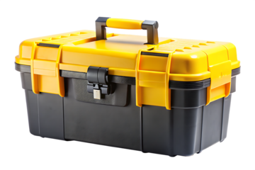 yellow and black Plastic box tool isolated -  on wite background.PNG