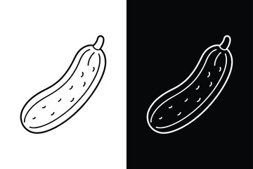 Cucumber Line Icon Vector. Flat Minimal Design on Black and White Background