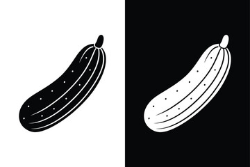 Editable Cucumber Icon silhouette Vector Design on White and Black Background