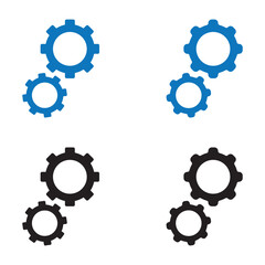 Gears icon set. Gears or setting icon set. solid and line icon style. eps file.