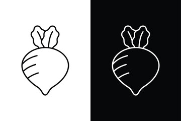 Daikon Radish Vector Illustration. Simple Line Art Icon for Healthy Food Concepts