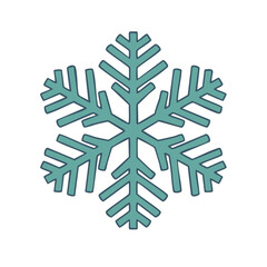 Teal Snowflake Isolated on Black Background Winter Holiday Season Symbol Design Element Graphic Simple Clean Flat Illustration