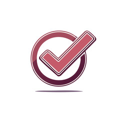 Check Mark Inside Circle Icon Confirmation Symbol Tick Sign Approval Graphic Element Isolated on Black Background