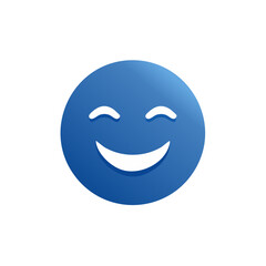 Obraz premium Blue Smiling Face Icon on Black Background Symbolizing Happiness and Positive Emotions