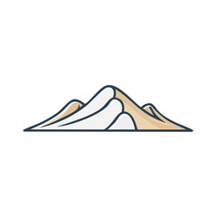 Stylized Mountain Peaks Illustration with Snow Capped Ridges on Black Background