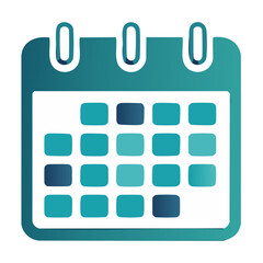 Colorful calendar icon representing date schedule planning time management reminder in gradient turquoise design against black