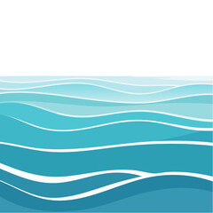 Abstract Water Pattern Waves in Various Shades of Blue with White Dividing Lines Background