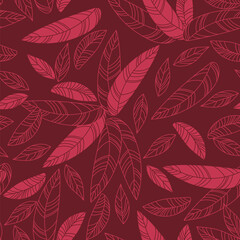 Red falling leaves. Seamless background for fabrics, textiles, packaging and wallpaper. Vector illustration