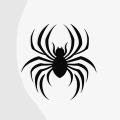 Black spider silhouette with elongated legs on neutral background  
