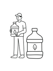 water delivery service,  water courier with bottles