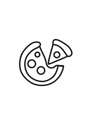 pizza with slice icon,  fast food outline icon