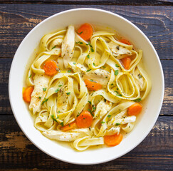 Chicken Noodle Soup. Italian Food. Recipe. Healthy Eating.