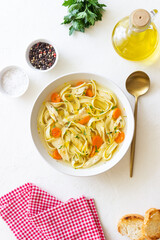 Chicken Noodle Soup. Italian Food. Recipe. Healthy Eating.