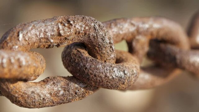 Close-up of rusty metal chain links