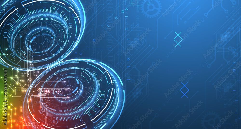 Poster Abstract background. Scientific and technological concept with the use of technical elements formed in the shape of a circle. Vector